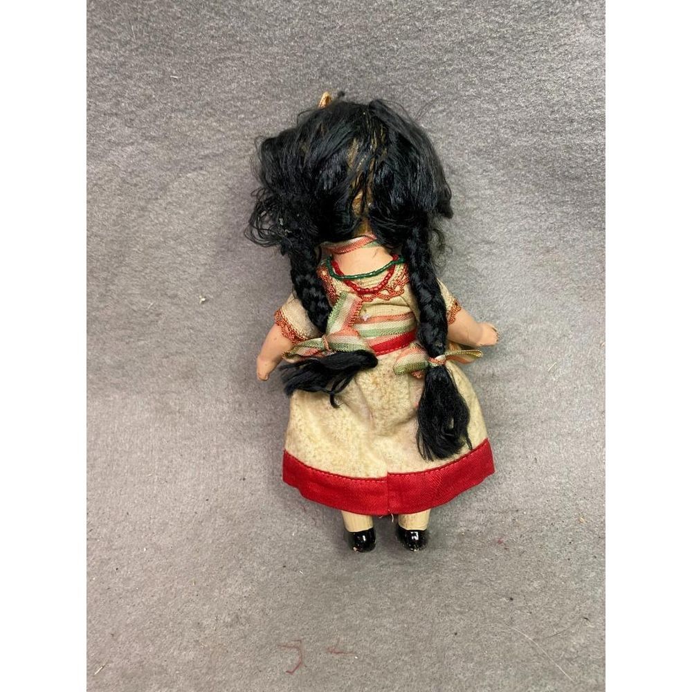VINTAGE 8 INCH‎ COMPOSITION DOLL DRESS MARKED MEXICO MOVEABLE ARMS AND LEGS